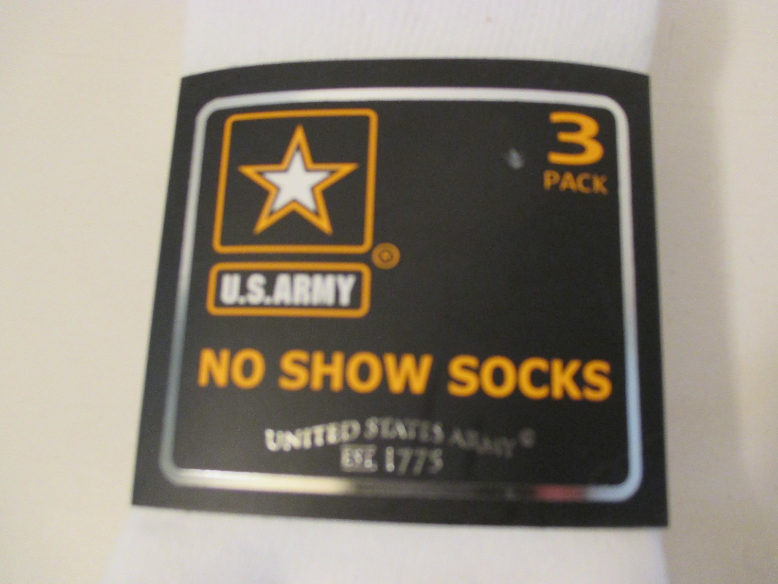 Men's US Army White No Show Ankle Sports Socks~Shoe Size 10-13 Sock Size 6-12.5