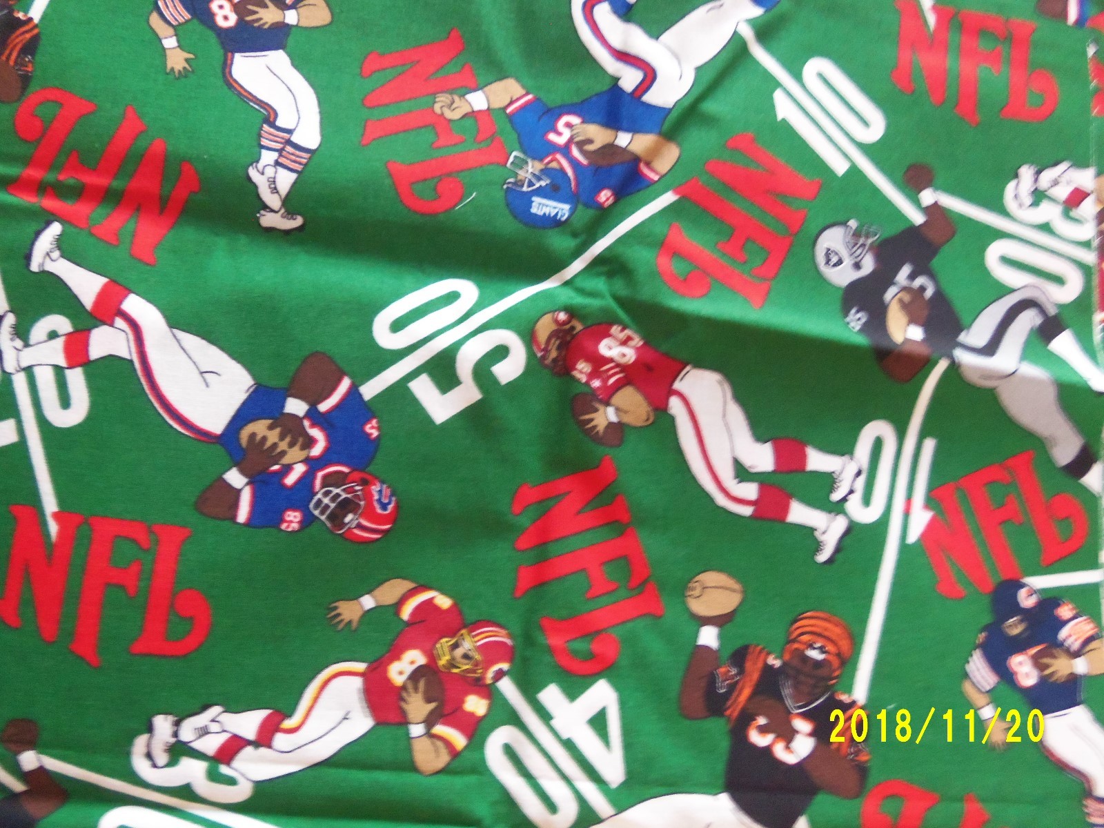 Vintage Team NFL Green Fabric Quilting Sewing Crafting 60 x 37