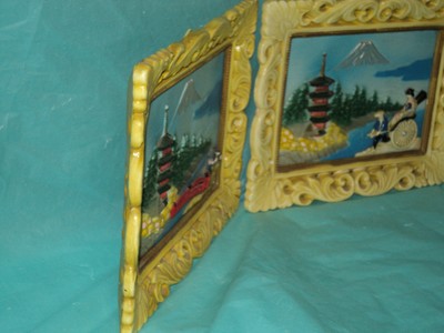 Vintage Asian 3-D Artwork/Wall Hanger Pictures