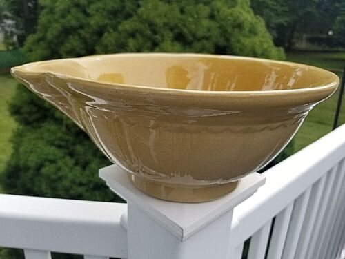 Antique Yellow Ware Mixing Batter Bowl with Spout