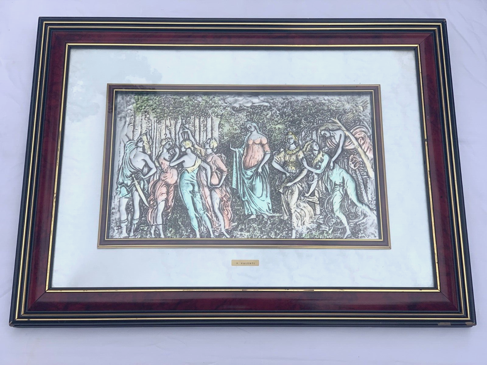 P. VALENTI EMBOSSED SILVER PLAQUE ART NOUVEAU CLASSICAL