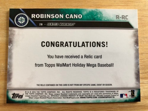 2016 Topps Robinson Cano Game Used Jersey