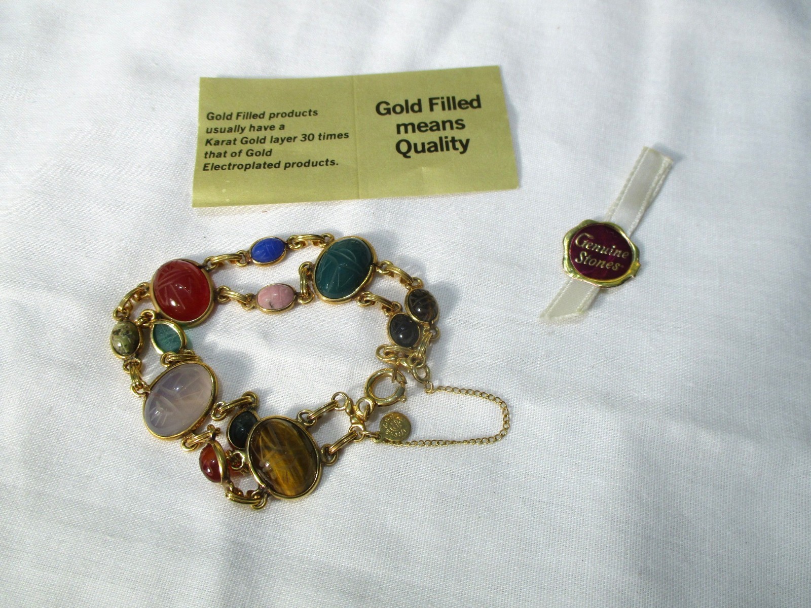 Vintage Curtis Creation 12KGF Genuine Stone Bracelet