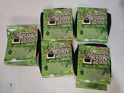Lot of 5 Smart Pots 1 Gallon Plant Aeration Pot Fabric Hydroponic Containers