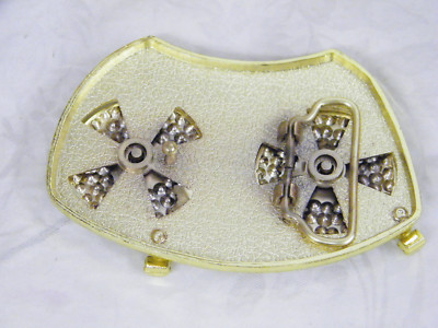 DJ Turn Table And Rhinestone Belt Buckle