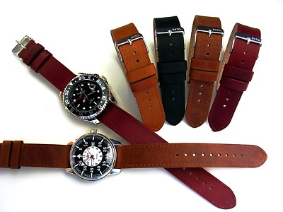1pc NATO ® strap RAF aviator Pilot distressed Leather Bund watch band IW SUISSE