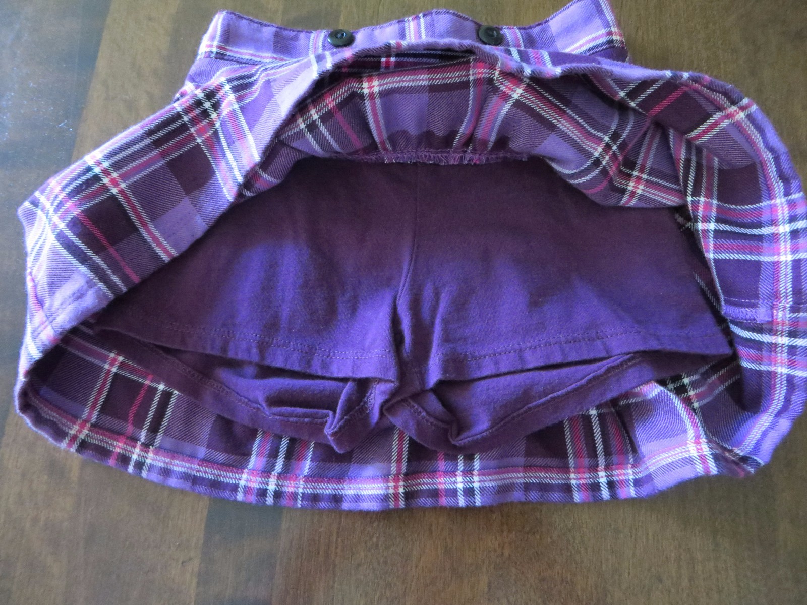 Sonoma Girls Purple Pink Plaid Skort Elastic Waist Size 5 EUC