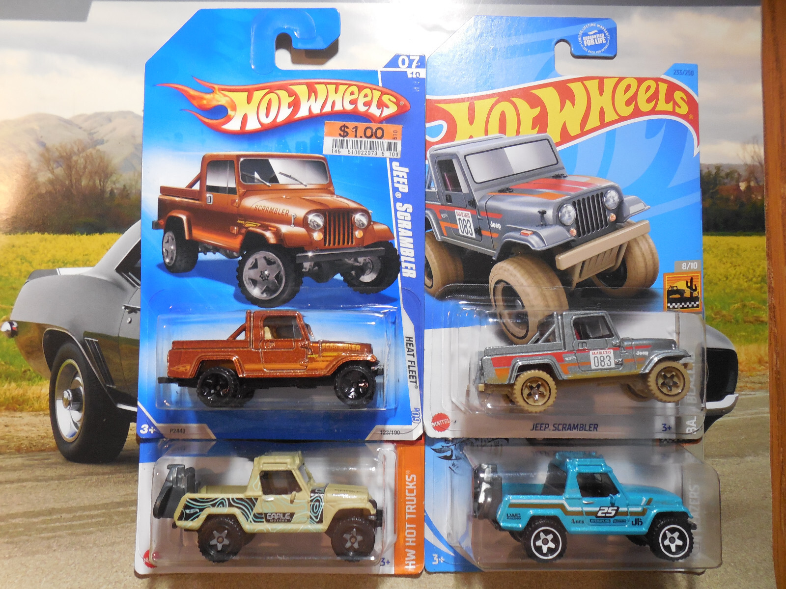 Hot Wheels JEEP LOT 4 67 Jeepster Commando SCRAMBLER HEAT FLEET