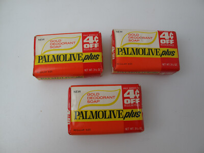 Vintage Lot of 3 Palmolive Plus Bar Soap - New, In Wrapper / 1 Bar 3 1/2 oz