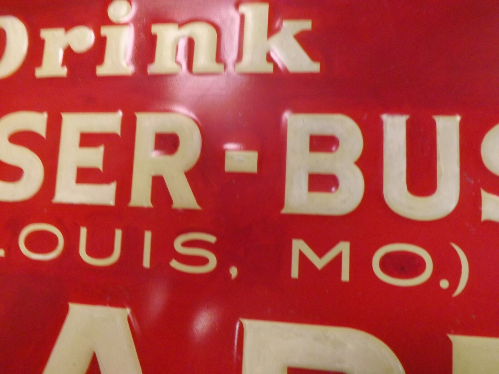 Vintage Anheuser Busch Prohibition Grape Bouquet Metal Sign BEER GAS COLA BUD