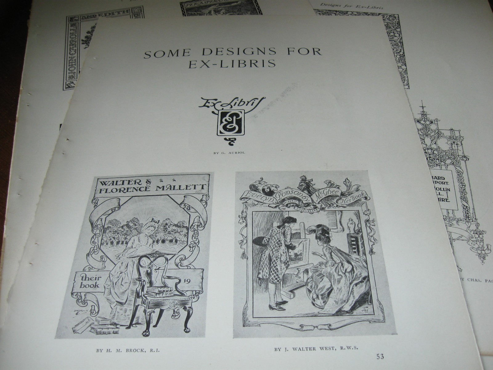 1914 Art Print / Article - EX-LIBRIS BOOKPLATE Designs Design BOOKS