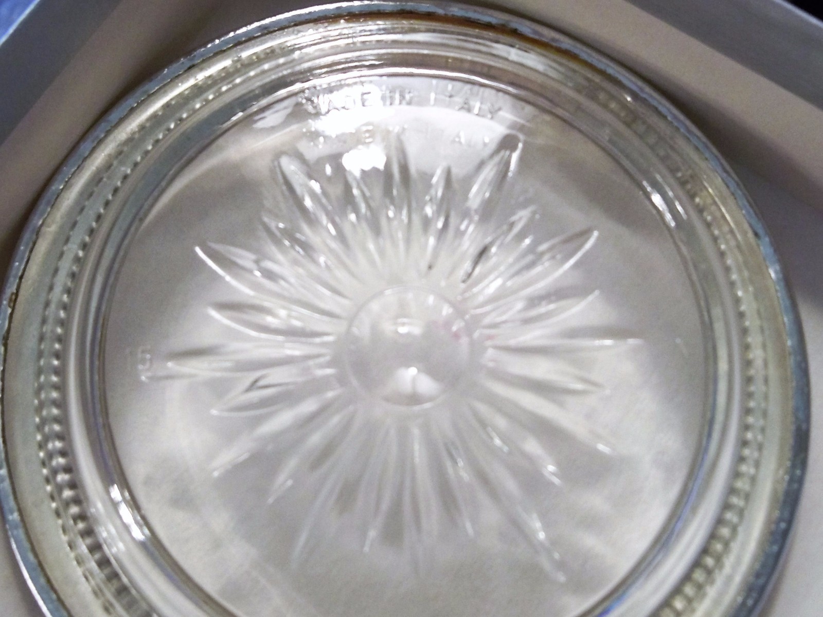 LEONARD  SILVER PLATED & CRYSTAL STARBURST COASTERS ASHTRAY  BOXED SET of 4