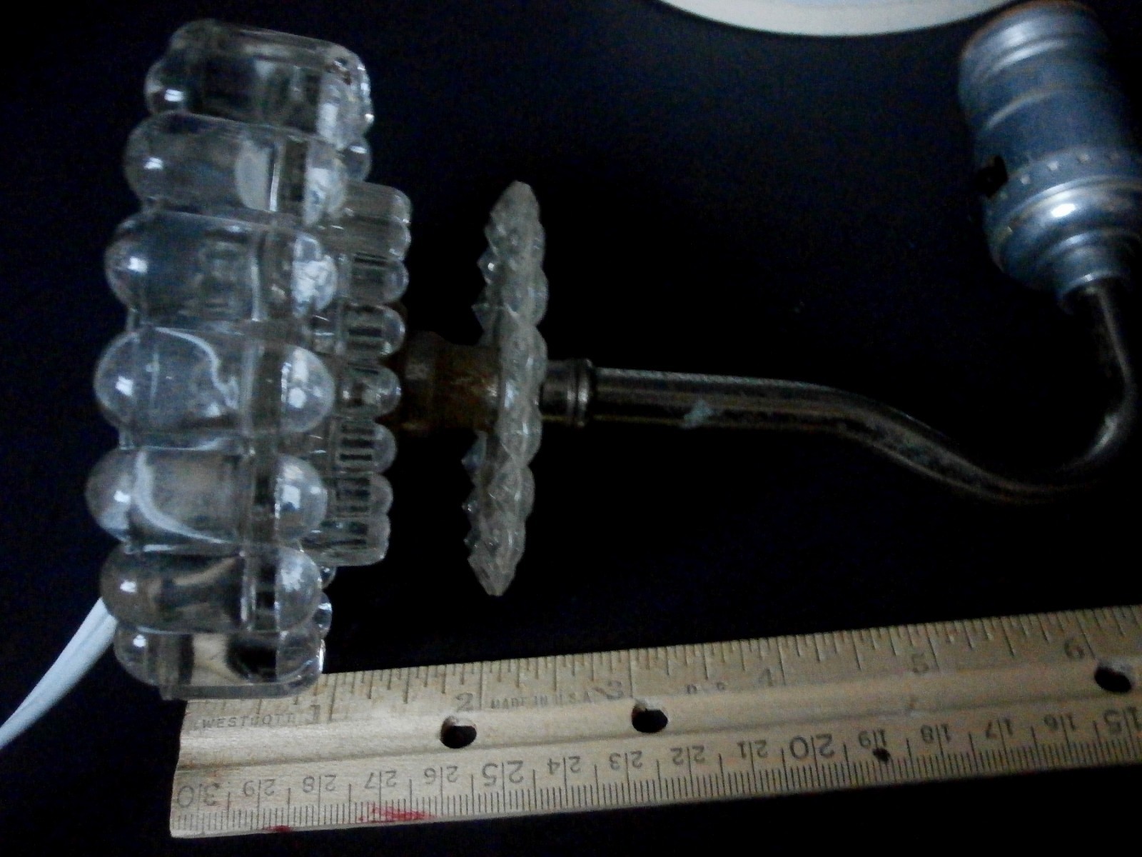 Vintage Clear Depression Glass Wall Lamp Sconce Collectible Working Light
