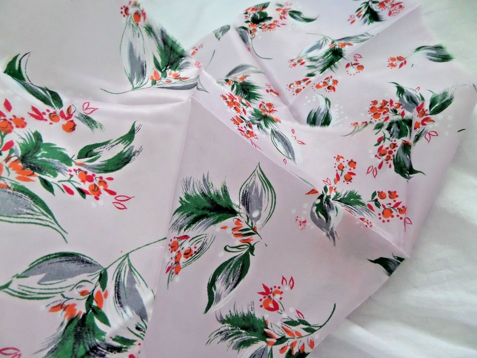 Vtg Lavender Floral print silky type fabric scraps scarf doll clothes