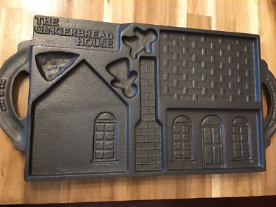 Vintage John Wright Cast Iron Gingerbread House Mold 2 Sided 1985 Made In USA