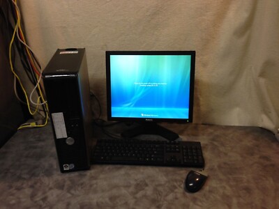 Windows xp Dell Desktop computer Fast duo core 17'' Monitor keyboard mouse 2.66Hz