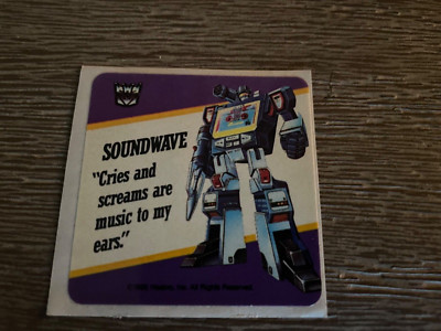 SOUNDWAVE 1985 HASBRO TRANSFORMERS STICKER trading card