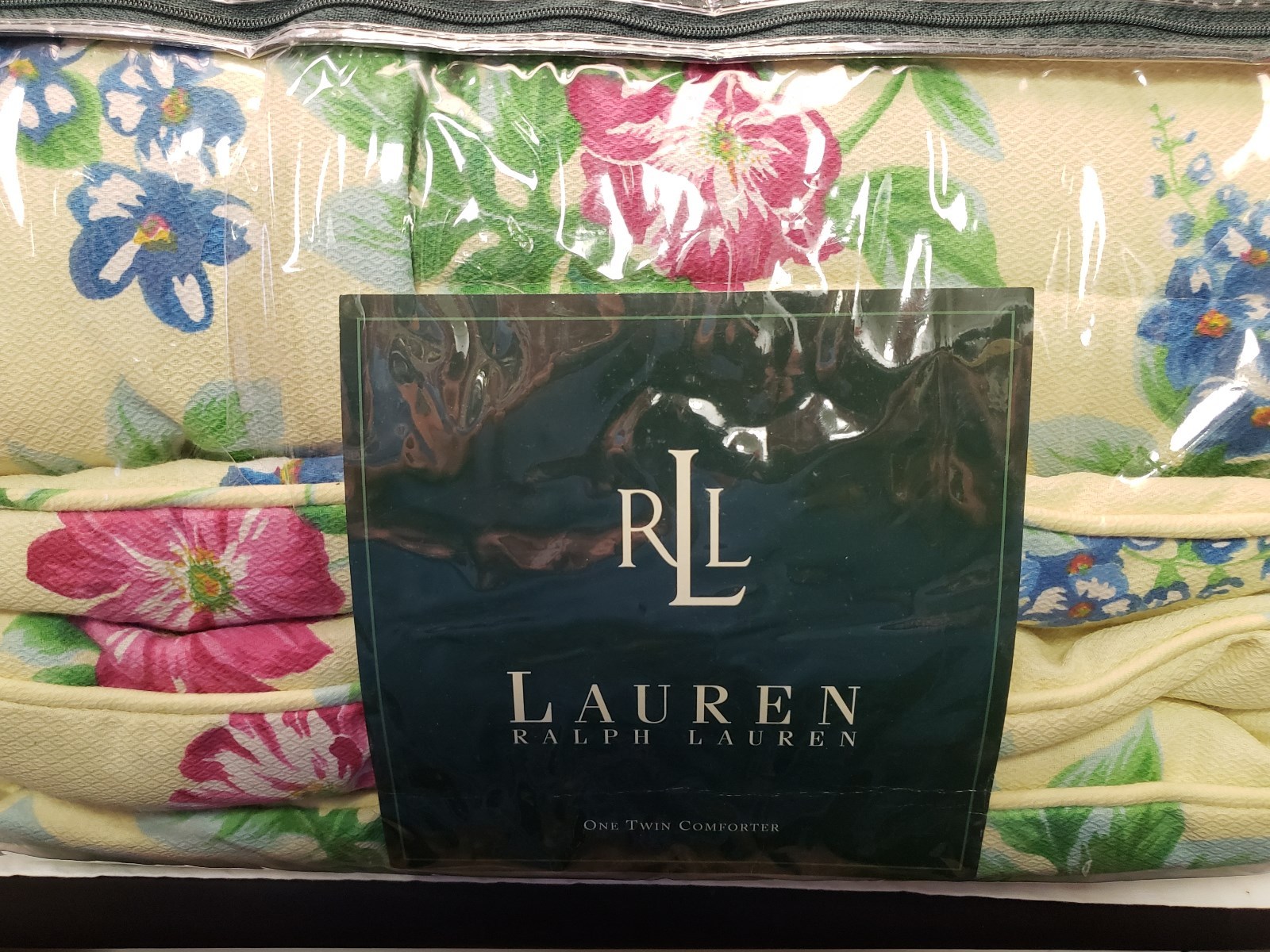 VINTAGE RALPH LAUREN TWIN COMFORTER SANDY LANE YELLOW BRIGHT ROSE FLORAL BOUQUET