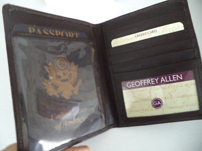 Geoffrey Allen Genuine Leather Passport Wallet, Black