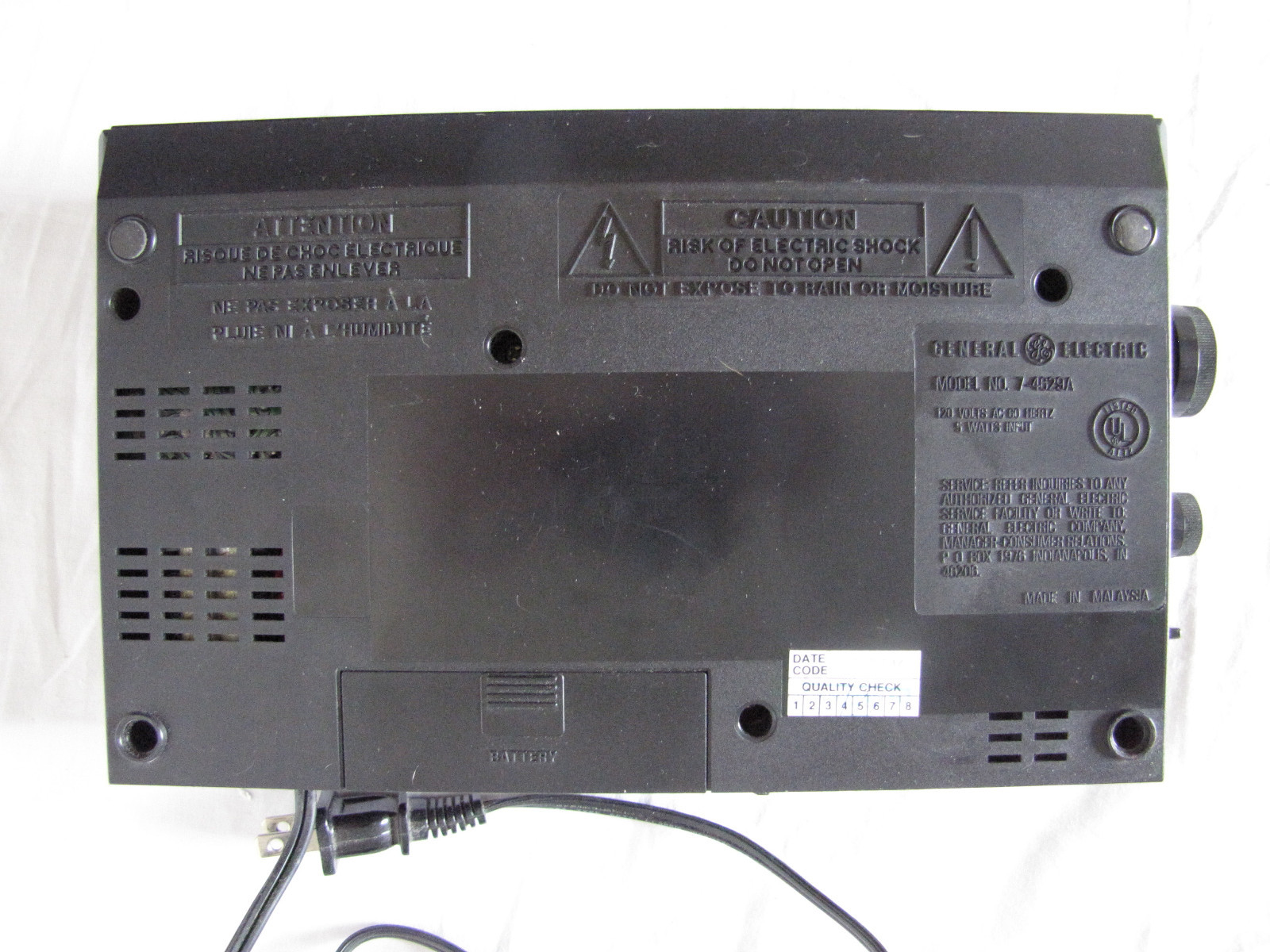 General Electric Model 7-4629A AM/FM Alarm Clock