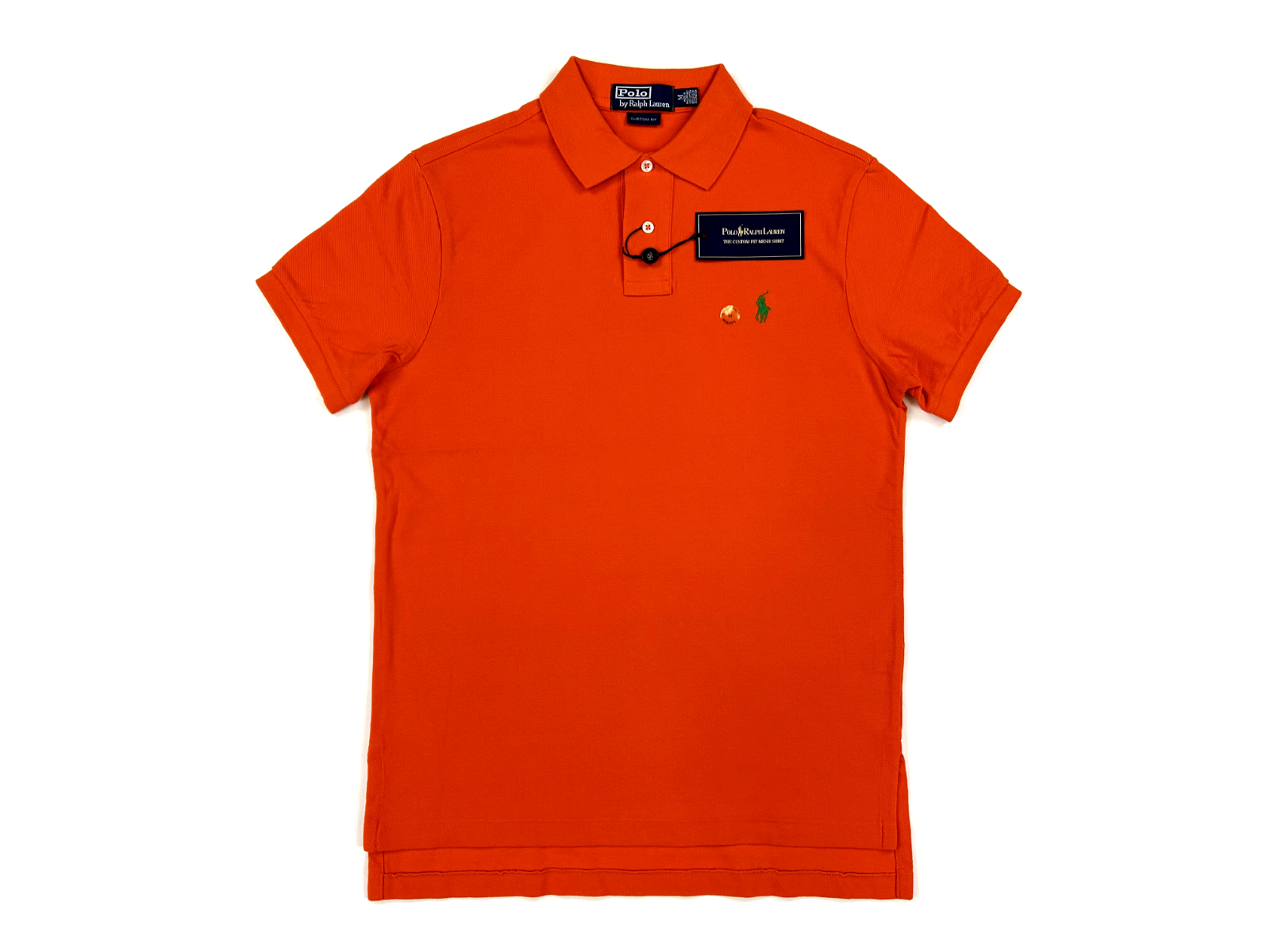 Однотонная рубашка поло Polo Ralph Lauren Custom Fit с коротким рукавом оранжевого цвета