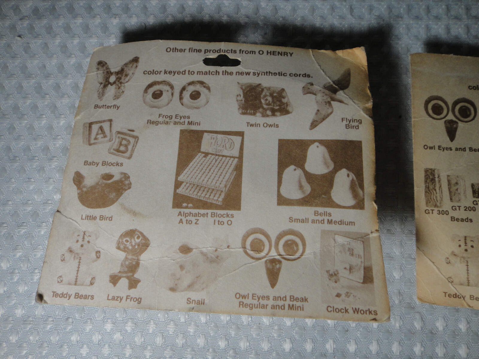 Vintage O-Henry Ceramic Wild Eyes Macrame Beads Lot of 2 Art Craft