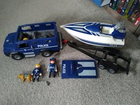 playmobil police car and boat
