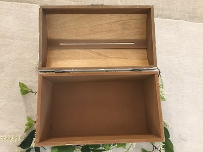 WEDDING CARD HOLDER CHEST WHITE DISTRESSED WITH WHITE FLORAL DECORATIONS