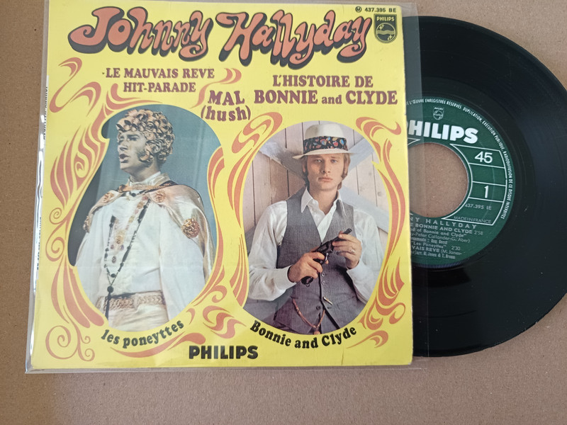 Ep 45t Johnny Hallyday -  L'Histoire De Bonnie And Clyde 1969 Jat Paris
