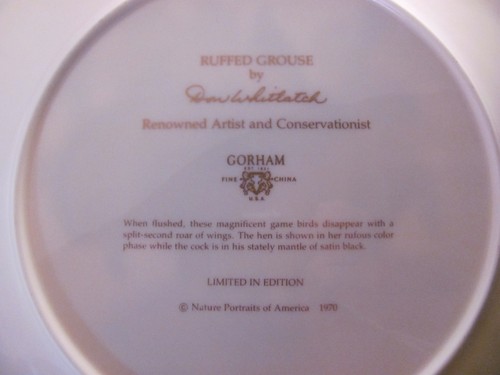 Lot 6 Gorham Bird Plates Don Whitlatch Limited Edition Nature Portraiture 1970s