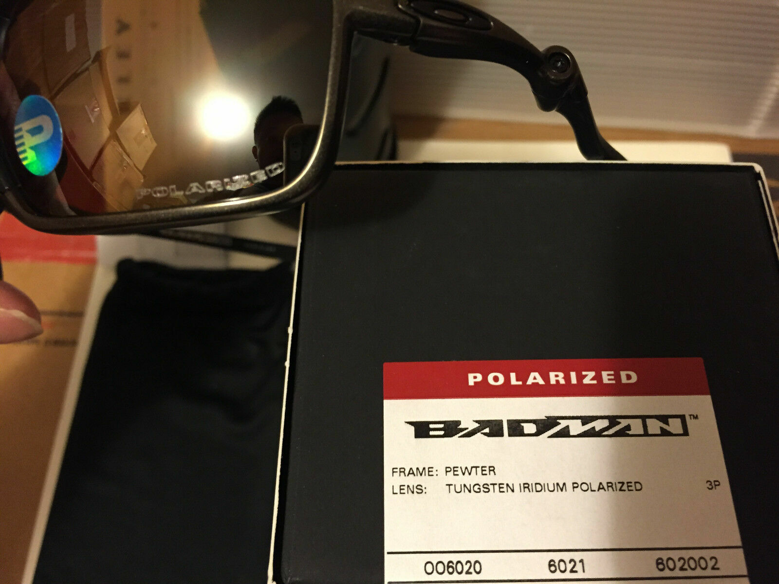 Pre-owned Oakley X-metal Badman - Pewter W/ Tungsten Iridium Polarized, Oo6020-02
