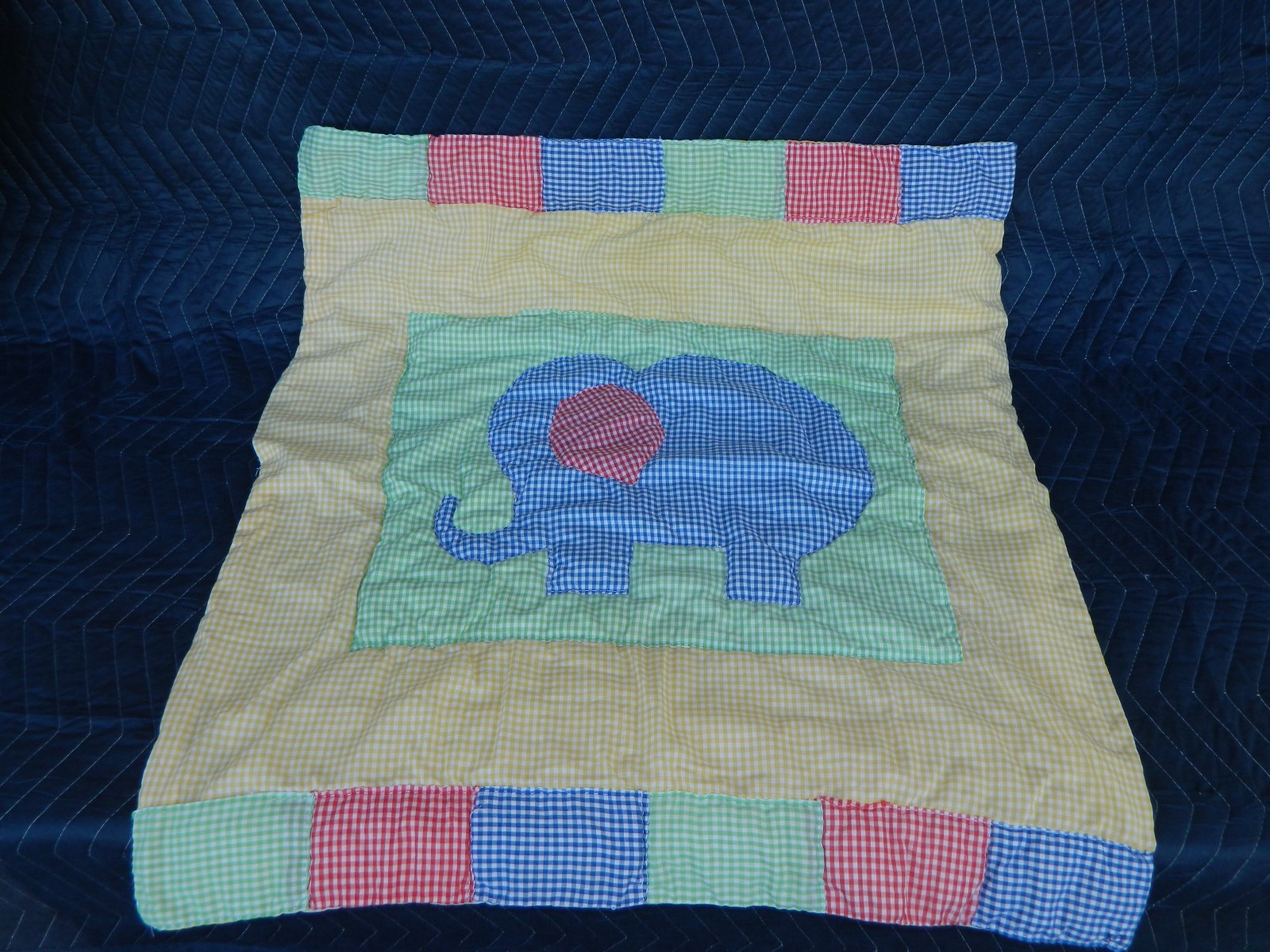 Handmade Colorful Quilt Elephant Baby Blanket 35x30 Lap Wall Hanging
