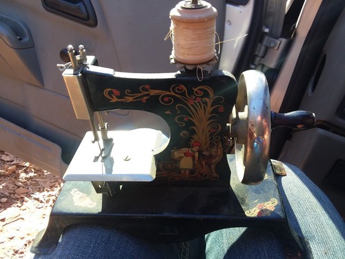 Antique Little Red Riding Hood CASIGE Child's Metal Toy Sewing Machine Germany