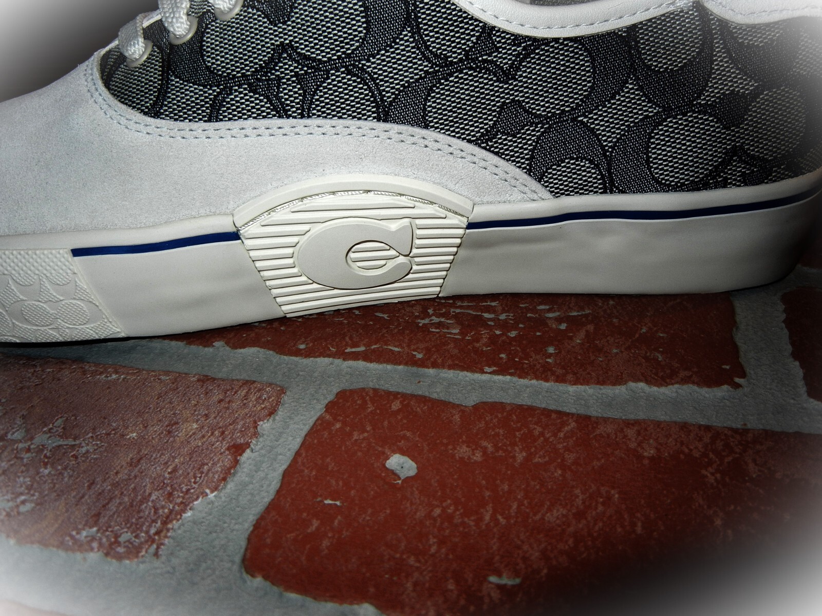 Pre-owned Coach Skate Lace Up Sneaker In Signature Jacquard Style No. Ca272 Sold Out Ocean In Blue