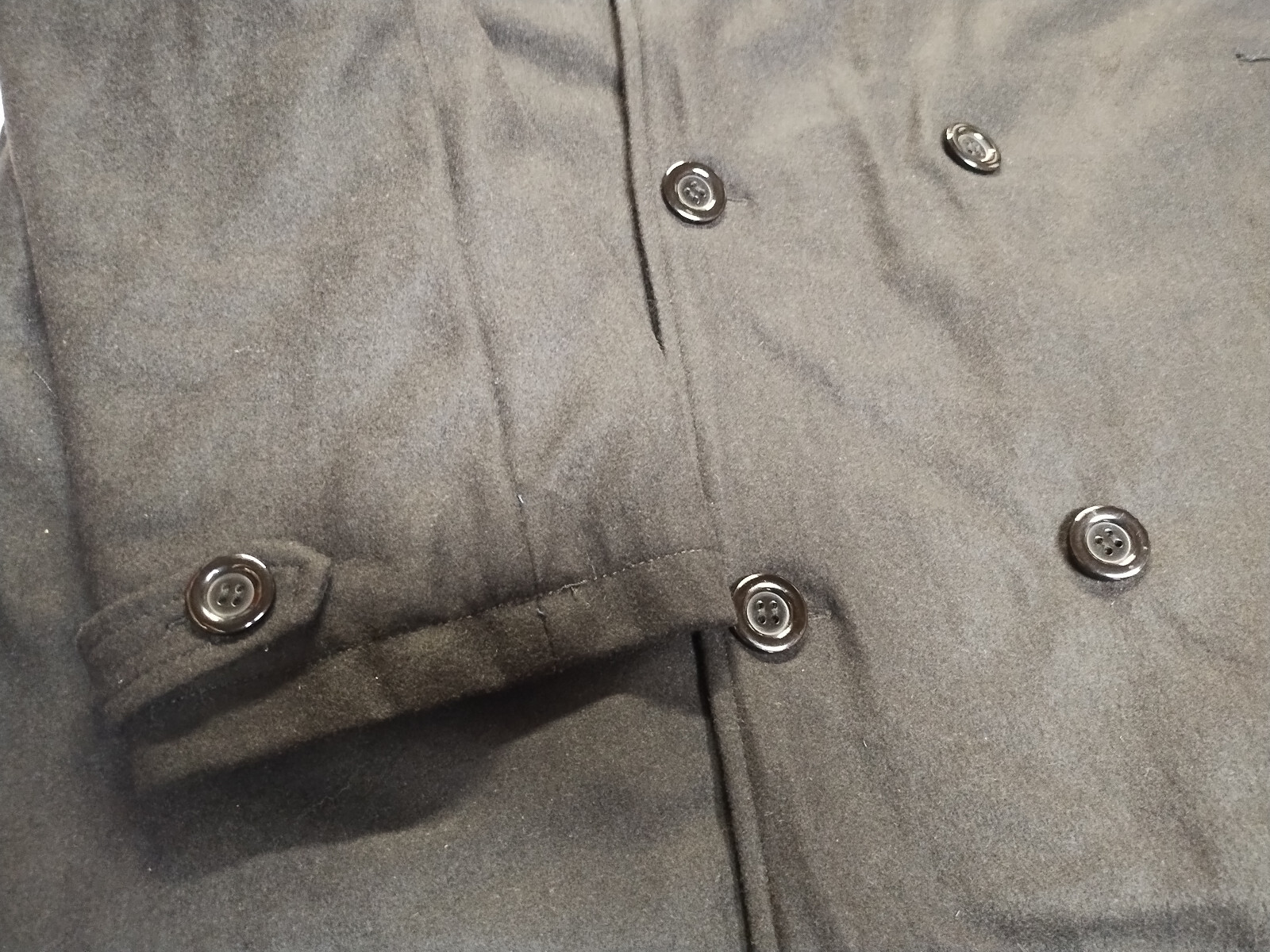 MENS SIZE XL Winter Peacoat 53% Wool Blend Double Breasted Coat Jacket BLACK