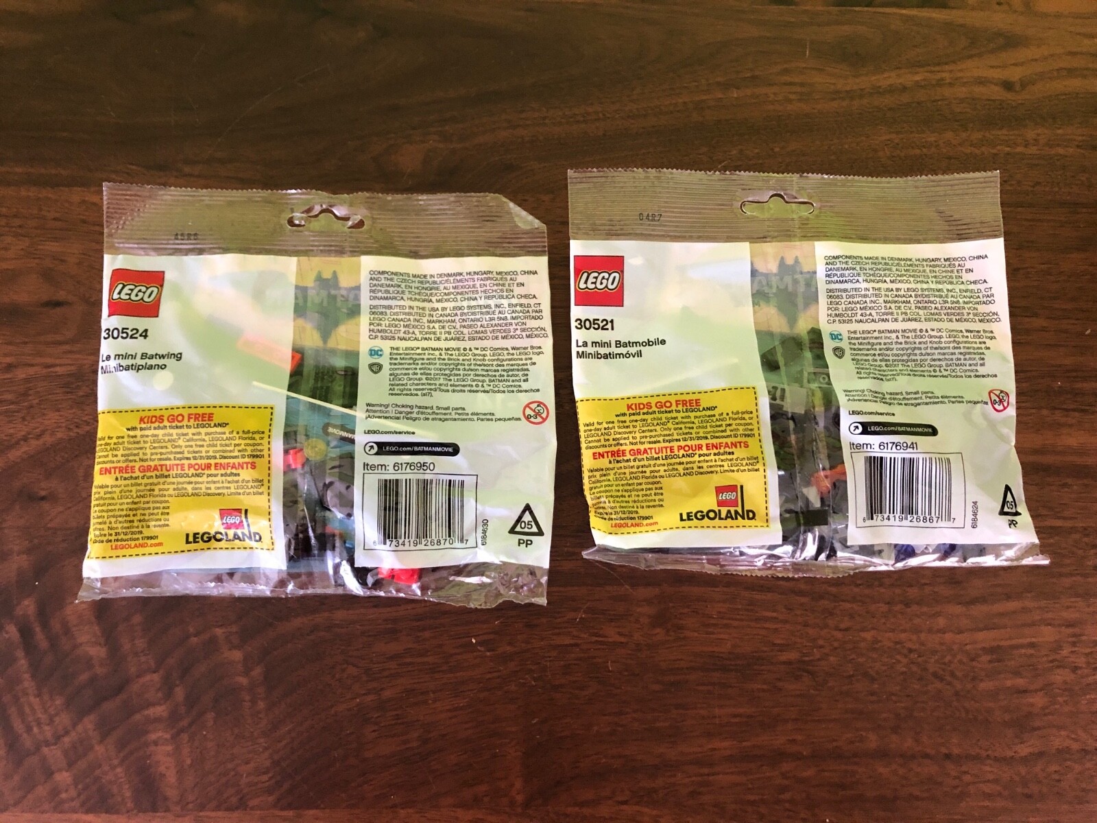 Lego The Batman Movie 30521 Mini Batmobile and 30524 Mini Batwing New and Sealed
