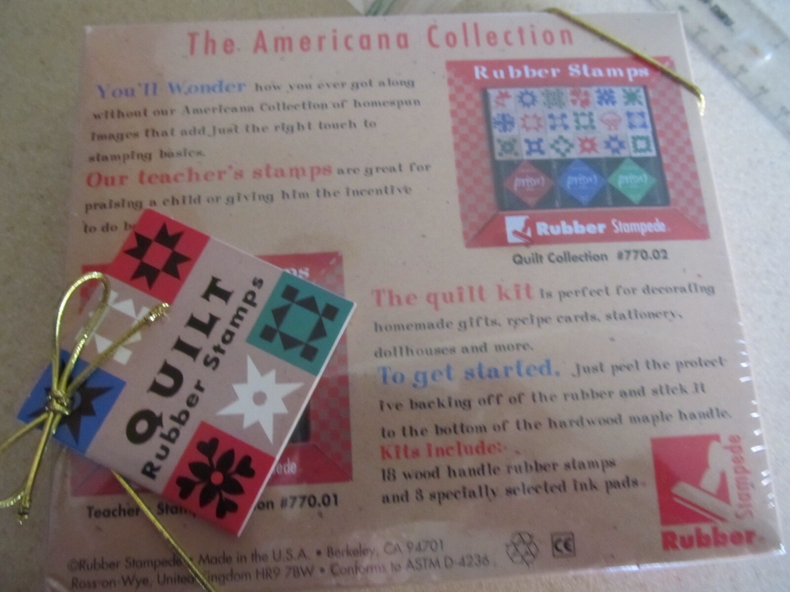 NIP Rubber  Stampede stamp Americana  Collection Quilt set  Wood 18