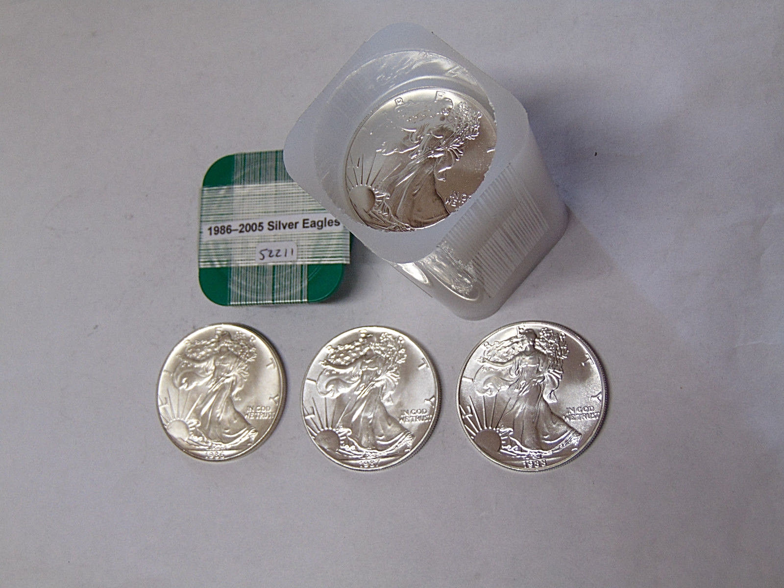 Complete Set American Silver Eagles 1986-2005 20 Coins .999 Fine Silver Dollars
