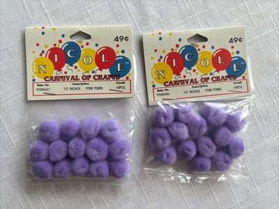 Nicole Carnival Crafts Pompoms Purple 1/2 inch 2 Bags of 14 pcs Acrylic Vintage