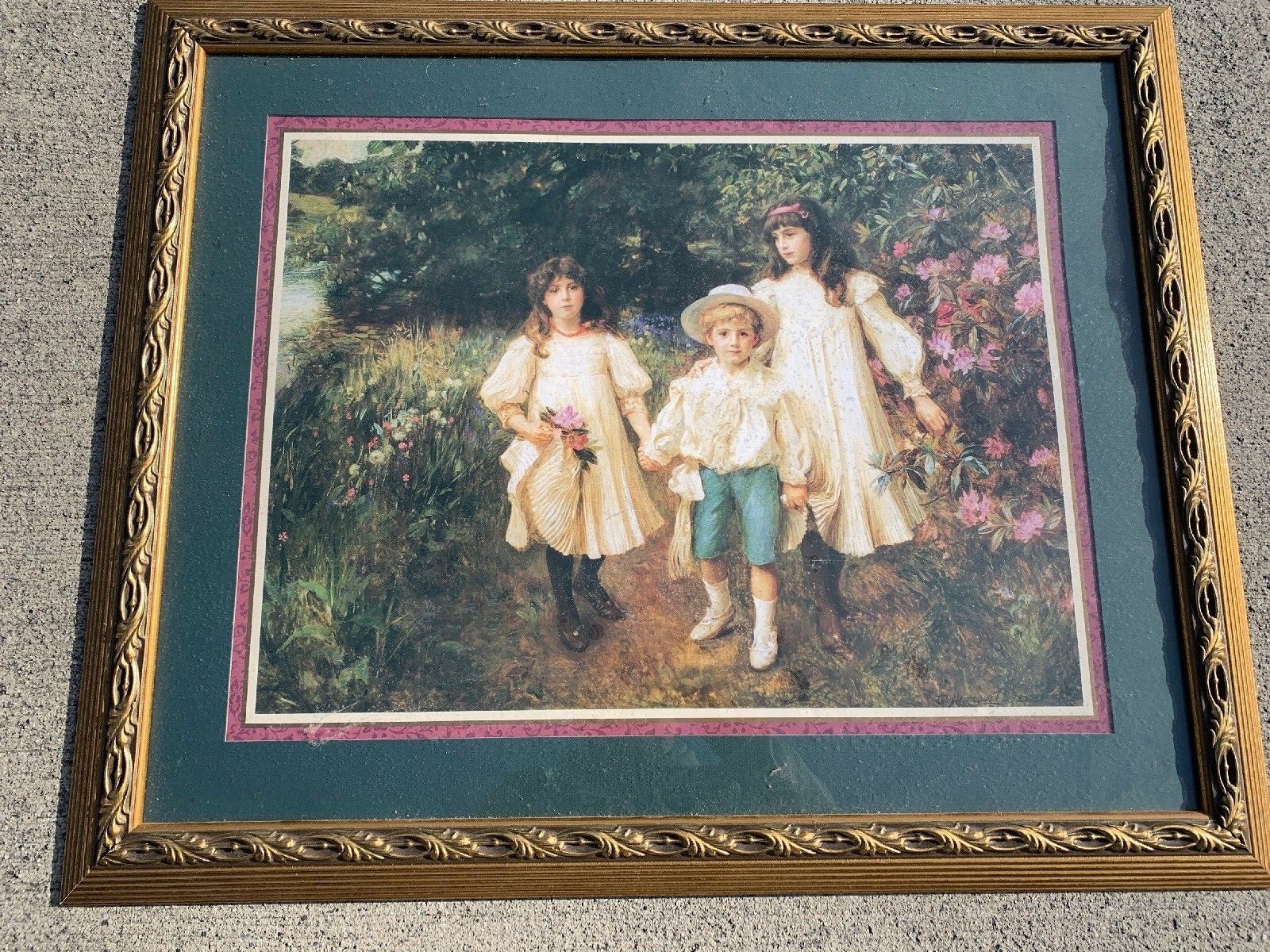 VINTAGE Home Interiors Victorian Kids A Moment in Time Picture George Harcourt