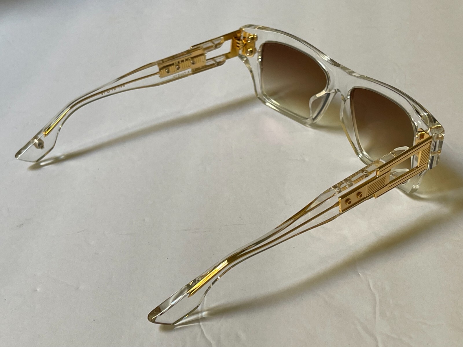 Pre-owned Dita Grandmaster-7 Dts407-a-02 Clear/gold Frame Brown Lens Sunglasses 57-16-145