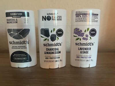 3 xs Schmidts deodorant charcoal and lavender and sage
