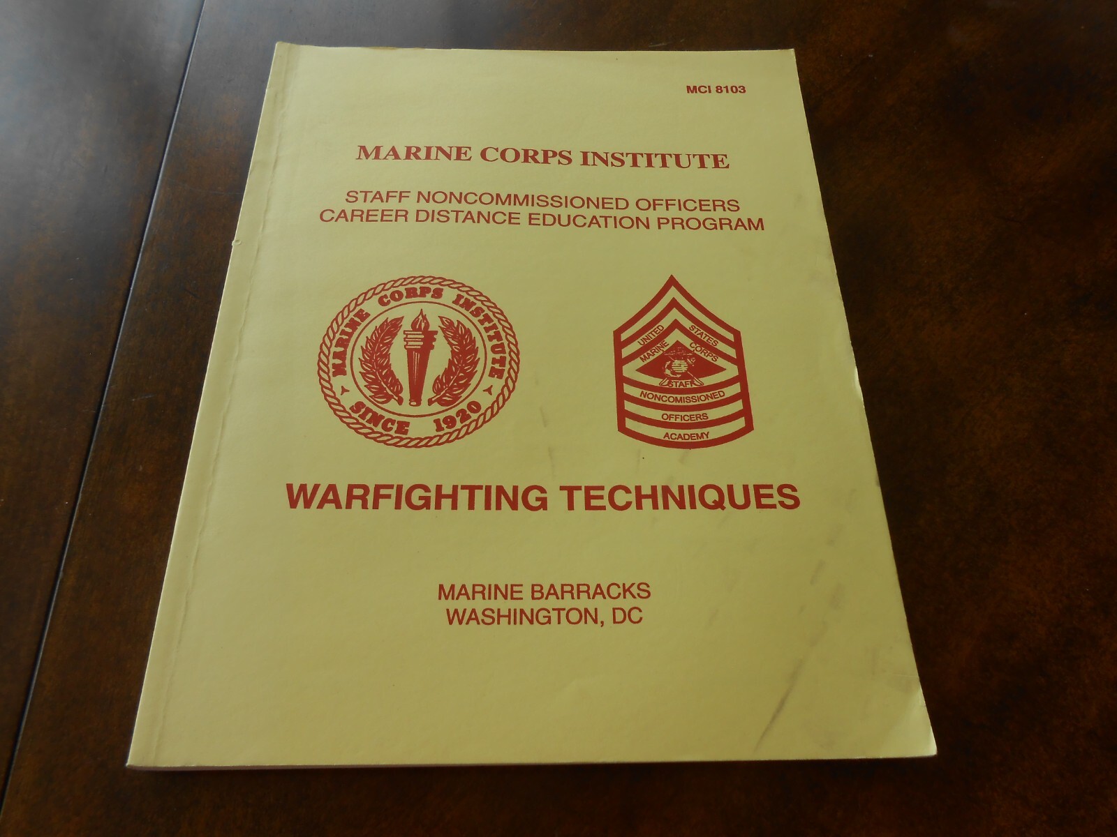 Marine Corps Institute Textbook Manual Warfighting Techniques MCI 8103の