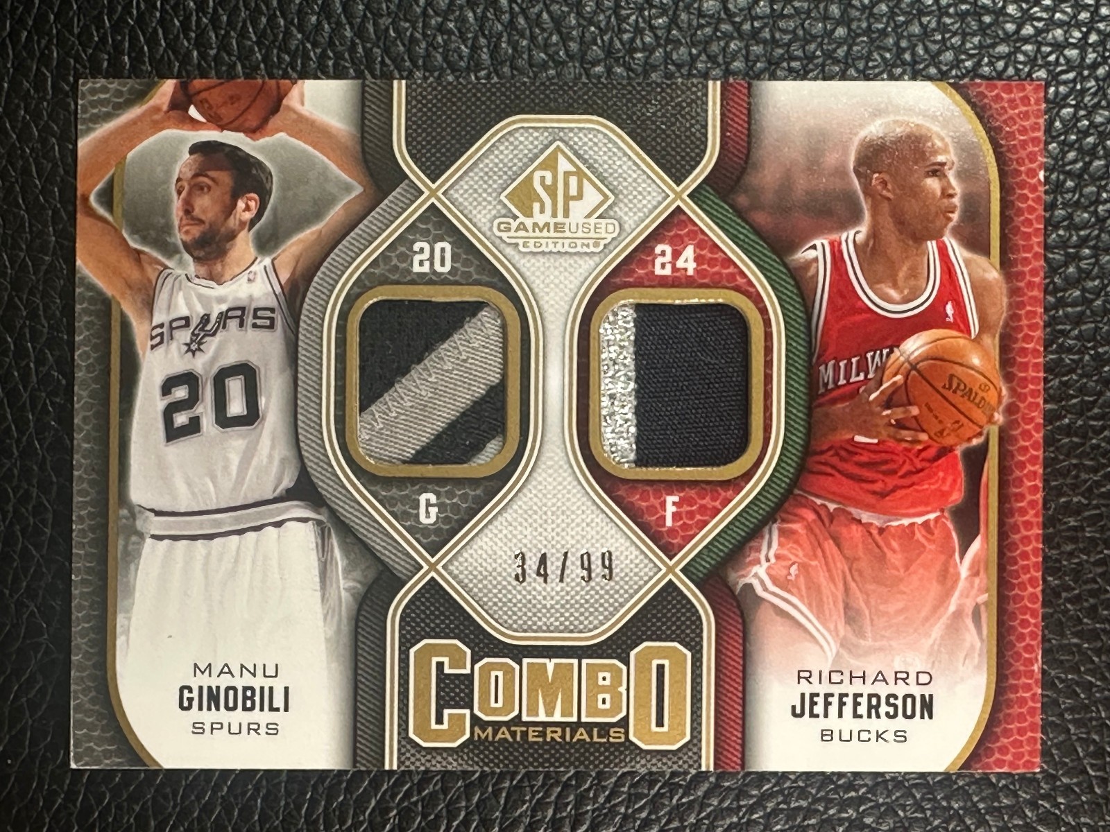 2009 Upper Deck SP Game Used Manu Ginobili Richard Jefferson 34/99 Patch