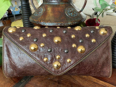 J.J. Winters Authentic Envelope Brown Distressed Leather Clutch. Made in U.S.A.
