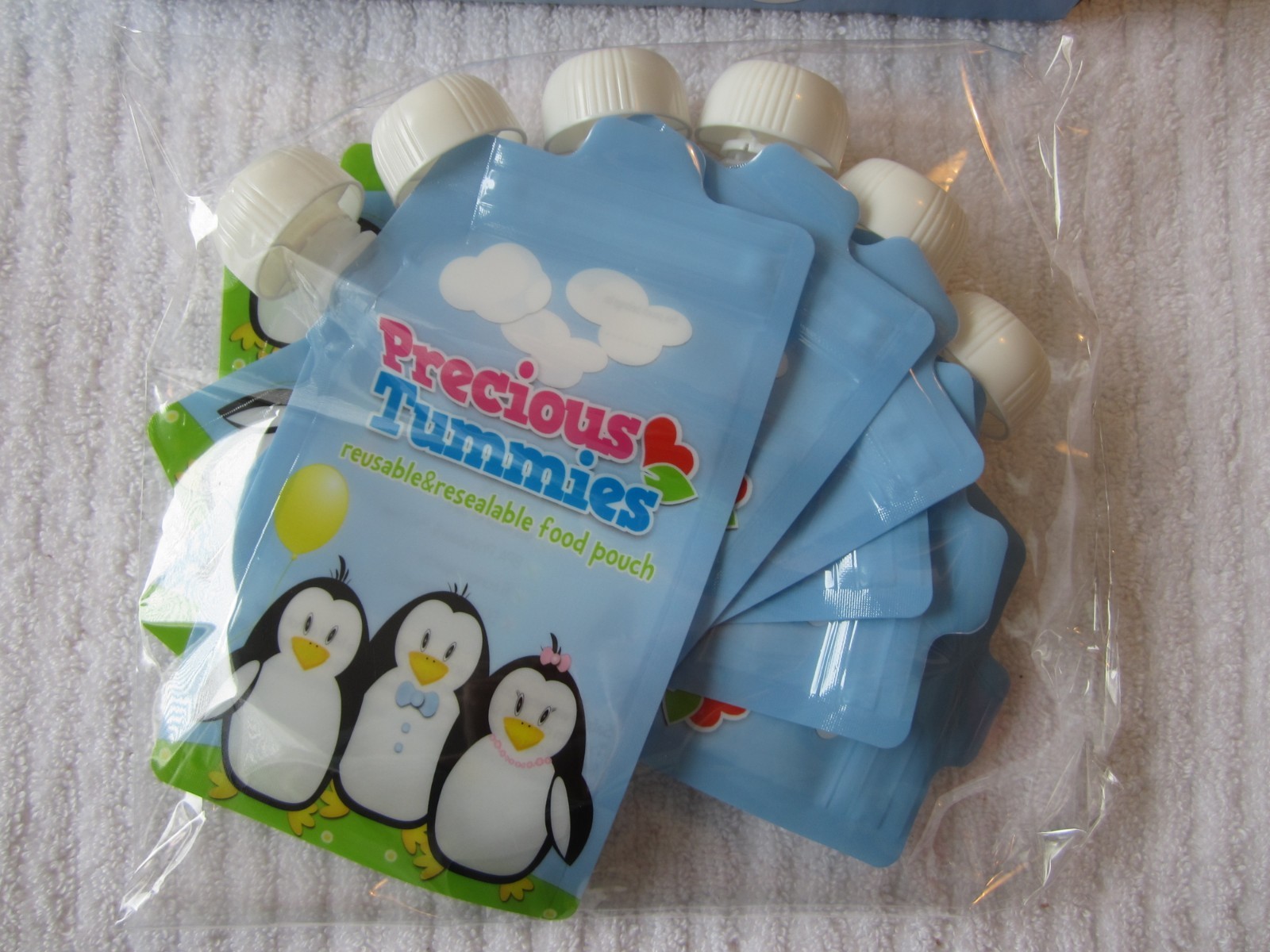NEW Precious Tummies 6-Pc Reusable Resealable Baby Food Pouches, 6 oz.