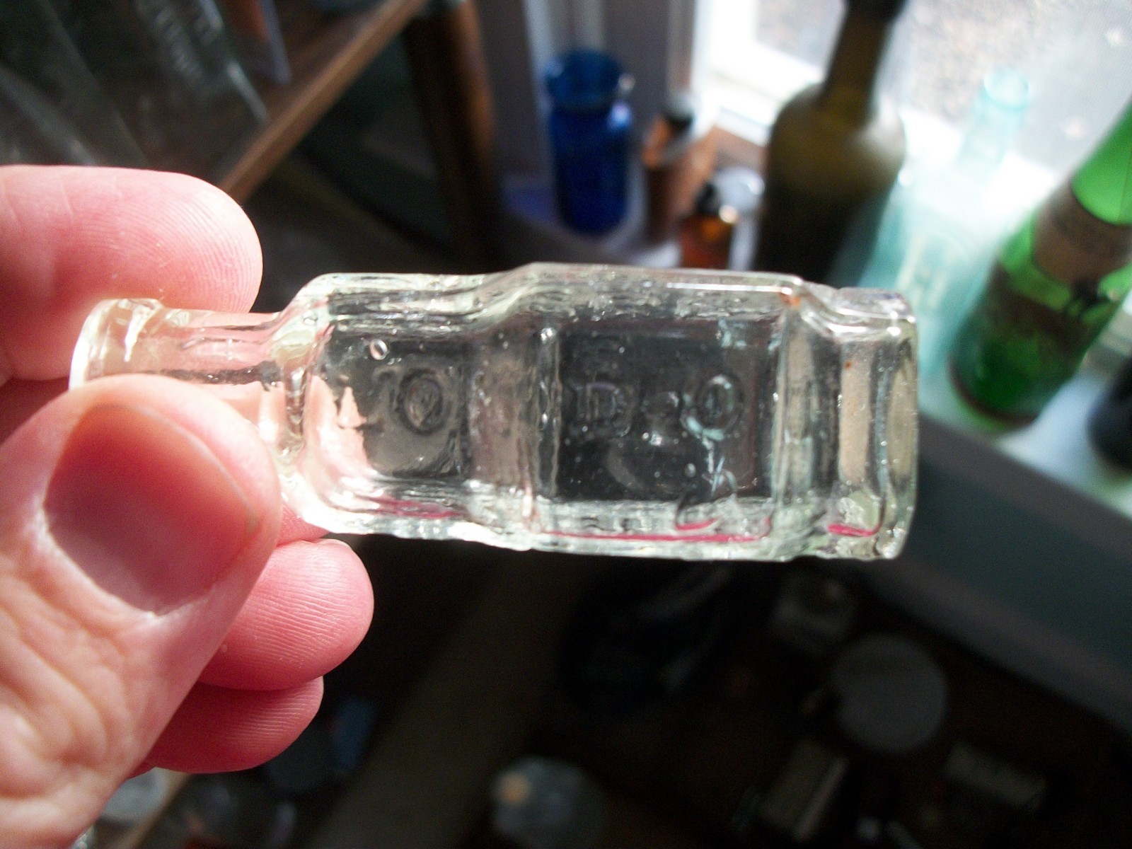 1890s FIGURAL SHAPED ROBT TURLINGTONS INVENTED BALSAM OF LIFE PATENT 1754 CLEAR