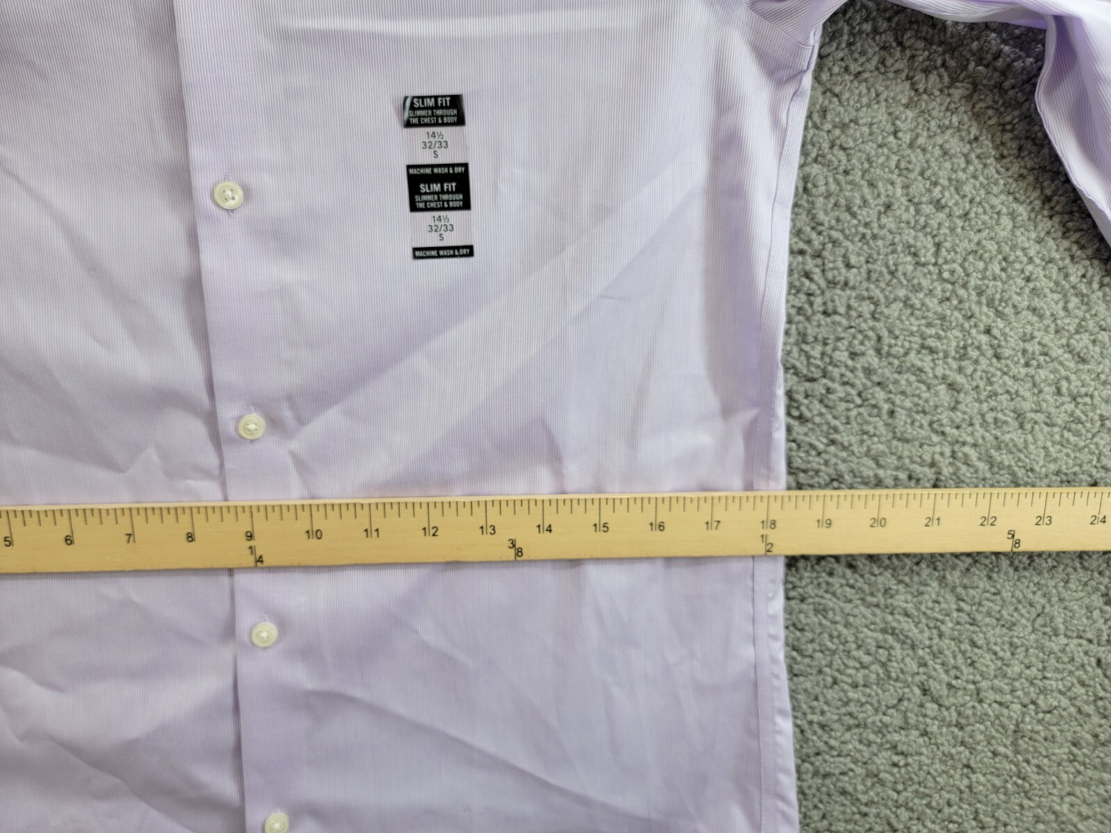 Calvin Klein Steel + Slim Fit Modern Pin Cord Dress Shirt Men's 14.5 32/33 Lilac - Picture 7 of 18
