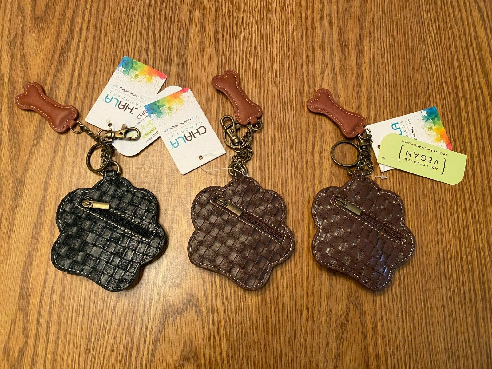 CHALA - DOG PAW KEY FOBS - 3 CHOICES!!  with Coin Purse on the Back - ADORABLE
