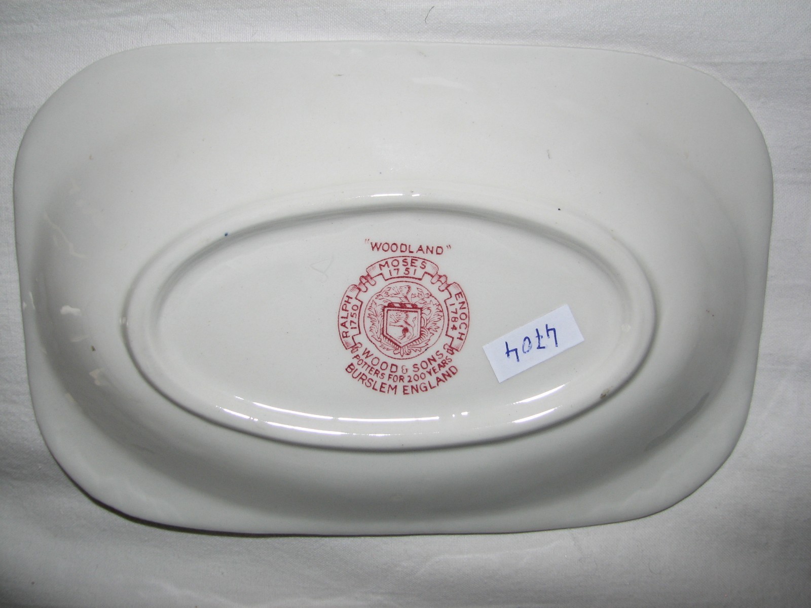 red transferware SMALL PLATTER PICKLE DISH Vintage Woodland Wood & Sons